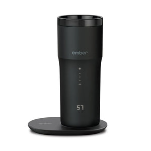 Elektrický cestovní hrnek na kávu černý V2 - 355 ml v černé barvě s digitálním displejem a vyhřívací deskou pro optimální teplotu kávy.