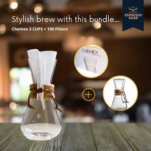 Chemex 3 šálky + 100 filtrů ESPRESSO GEAR